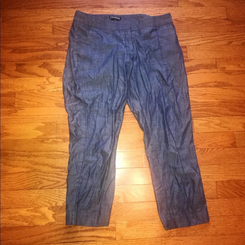 EXPRESS Editor Blue Denim Summer Capri Pants 4